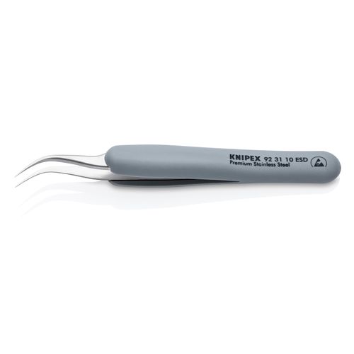 Main product image of 5" Premium Stainless Steel Precision Tweezers w/ ESD Coating, Needle-Point Tips, 45-Degree Angle