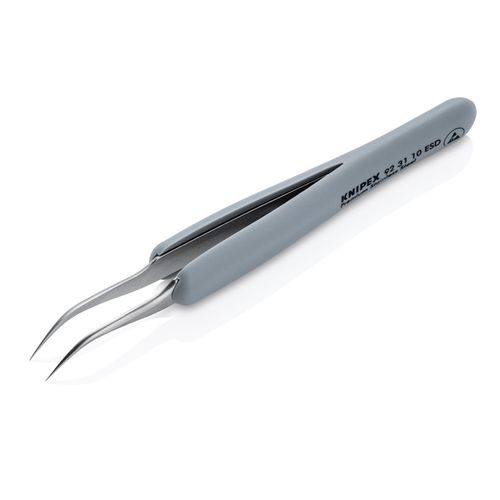 Main product image of 5" Premium Stainless Steel Precision Tweezers w/ ESD Coating, Needle-Point Tips, 45-Degree Angle