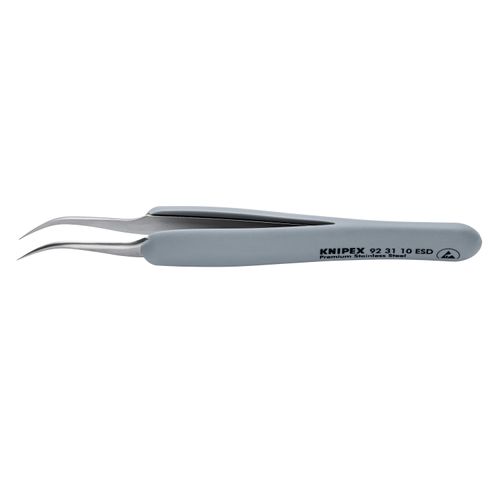Main product image of 5" Premium Stainless Steel Precision Tweezers w/ ESD Coating, Needle-Point Tips, 45-Degree Angle