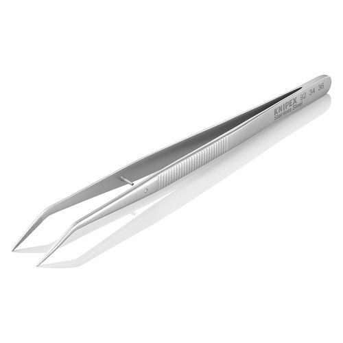 Main product image of 6" Stainless Steel Gripping Tweezers, Pointed Tips, 25-Degree Angle