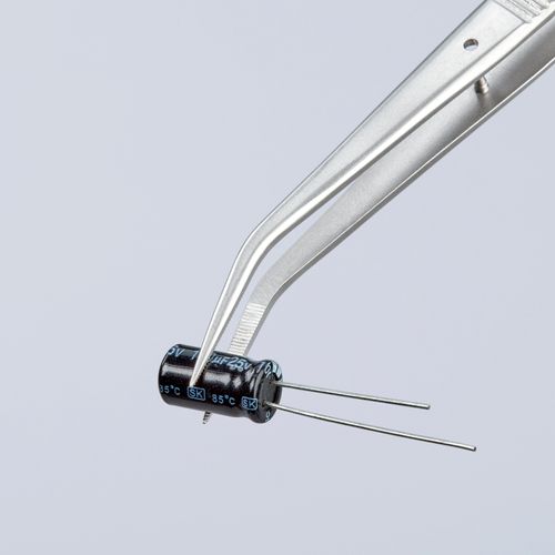 Main product image of 6" Stainless Steel Gripping Tweezers, Pointed Tips, 25-Degree Angle