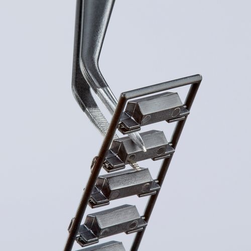 Main product image of 6" Steel Gripping Tweezers, Pointed Tips, 25-Degree Angle