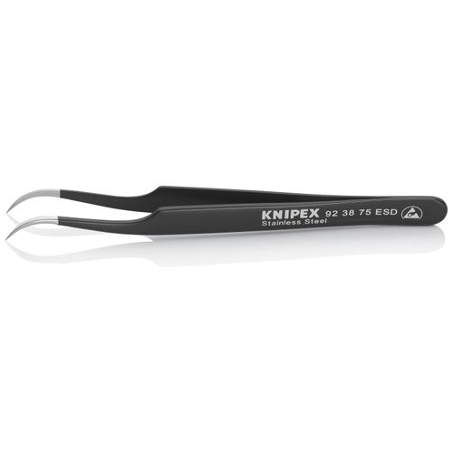 Main product image of 4-3/4" Stainless Steel Gripping Tweezers w/ ESD Coating, Needle-Point Tips, 35-Degree Angle