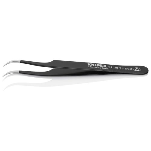 Main product image of 4-3/4" Stainless Steel Gripping Tweezers w/ ESD Coating, Needle-Point Tips, 35-Degree Angle