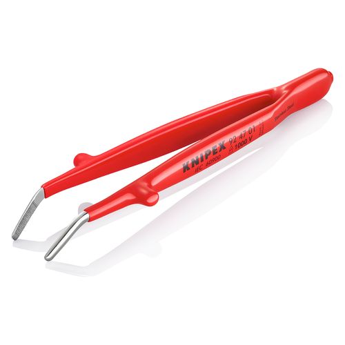 Main product image of 5-1/2" Stainless Steel Insulated Gripping Tweezers, 30-Degree Angle