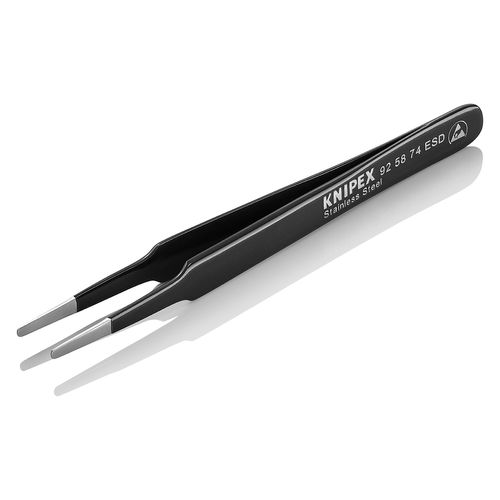 Main product image of 4-3/4" Stainless Steel Gripping Tweezers w/ ESD Coating, Blunt Tips