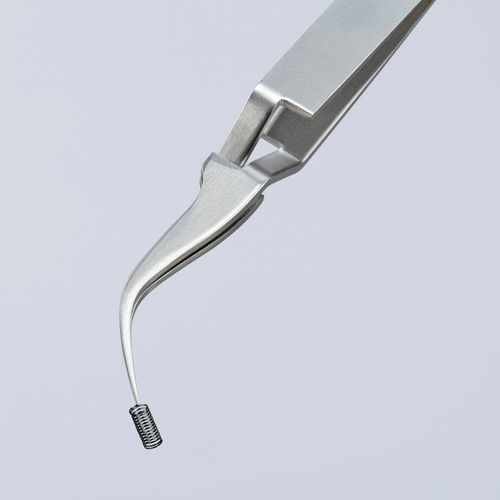 Main product image of 4-1/2" Premium Stainless Steel Cross-Over Gripping Tweezers, Needle-Point Tips, 45-Degree Angle