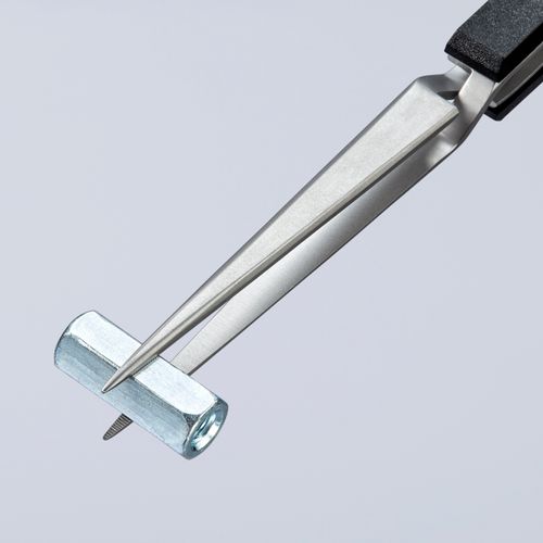 Main product image of 6-1/4" Stainless Steel Gripping Cross-Over Tweezers, Pointed Tips