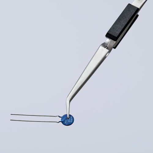 Main product image of 6-1/4" Stainless Steel Gripping Cross-Over Tweezers, Blunt Tips, 40-Degree Angle