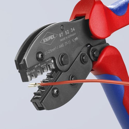 Main product image of 8-1/2" PreciForce Crimping Pliers for Non-Insulated Open Plug-Type Connectors, 2.8 and 4.8 mm
