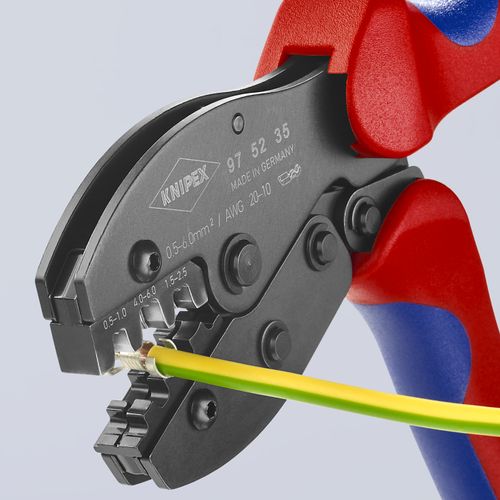 Main product image of 8-1/2" PreciForce Crimping Pliers for Non-Insulated Open Plug-Type Connectors, 4.8 and 6.3 mm