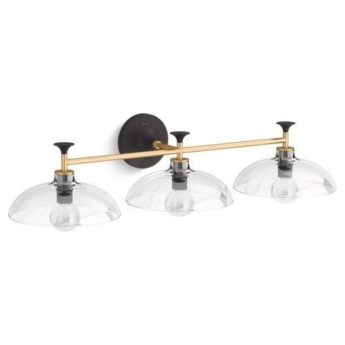 Main product image of Tone 3-Light Sconce (Black with Brass Trim), 31770-SC03-BML