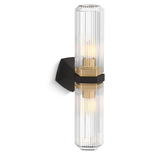 Main product image of Occasion 2-Light Vertical Sconce (Black with Brass Trim), 31777-SC02-BML