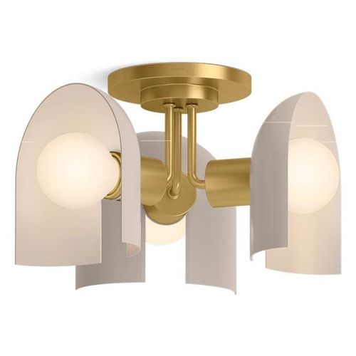 Main product image of Jabot 3-Light Flush Mount (Biscuit Satin with Brushed Moderne Brass), 31786-FM03-SLG