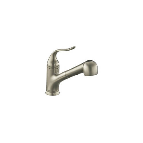 Main product image of Coralais Single-Control Pullout Spray Kitchen Sink Faucet With Color-Matched Sprayhead And Lever Handle - Vibrant Brushed Nickel