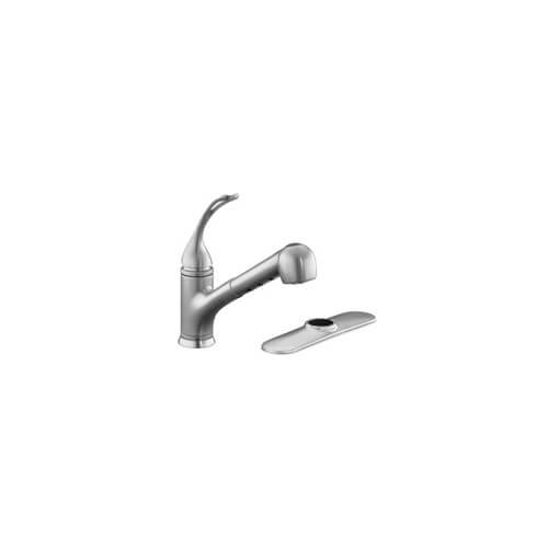 Main product image of Coralais Single-Control Pullout Spray Kitchen Sink Faucet With Color-Matched Sprayhead And Loop Handle - Brushed Chrome