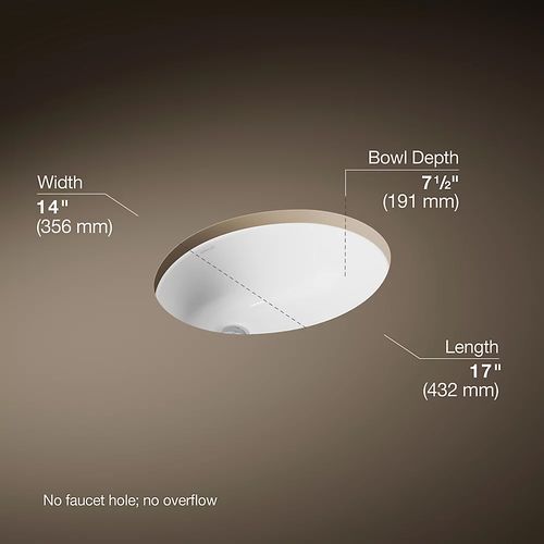 Main product image of Caxton Undercounter Lavatory Sink (White) (15"L x 12"W), K-2209-0