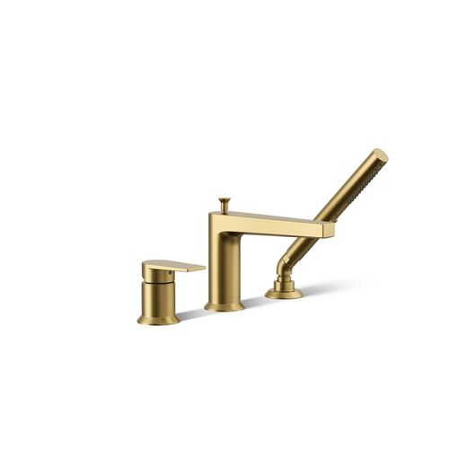 Main product image of Taut Deck-Mount Bath Faucet w/ Handshower (Brushed Moderne Brass), K-74032-4-2MB