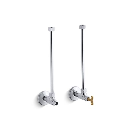 Main product image of Pair 1/2" Npt Angle Supplies w/ Loose-Key Stop, Annealed Vertical Tube (Polished Chrome), K-7608-CP