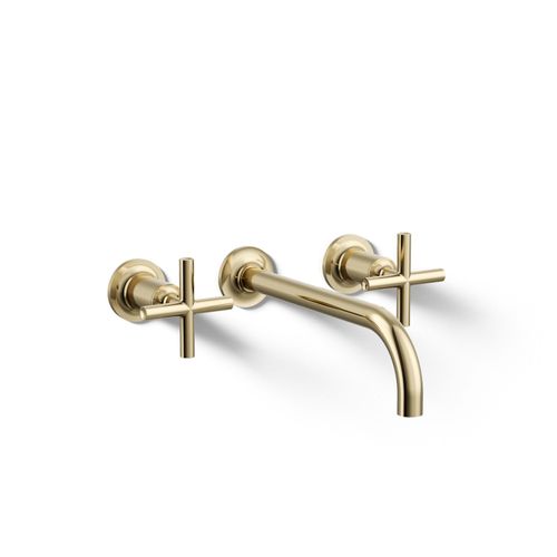 Main product image of Purist Wall-Mount Bathroom Faucet Trim w/ Cross Handles, 1.2 Gpm (French Gold), K-T14414-3-AF