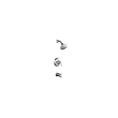 Main product image of Forte Rite-Temp Pressure-Balancing Bath & Shower Faucet Trim w/ Sculpted Lever Handle & Slip-Fit Spout - Polished Chrome