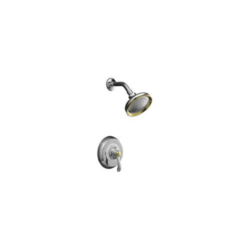 Main product image of Fairfax Rite-Temp Pressure-Balancing Shower Faucet Trim w/ Lever Handle - Polished Chrome w/ Polished Brass Accents