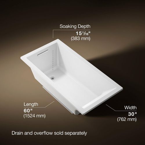 Main product image of Underscore 60" x 30" Rectangular Drop-In Bathtub with Reversible Drain (White)