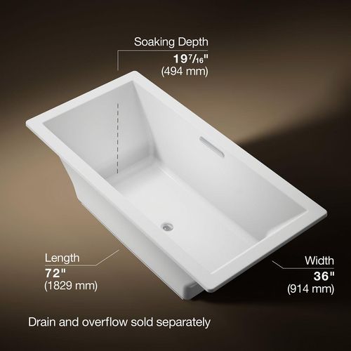 Main product image of Underscore 72" x 36" Rectangular Drop-In Bathtub with Center Drain (White)