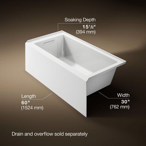 Main product image of Underscore 60" x 30" Alcove Bathtub with Left Drain (White)