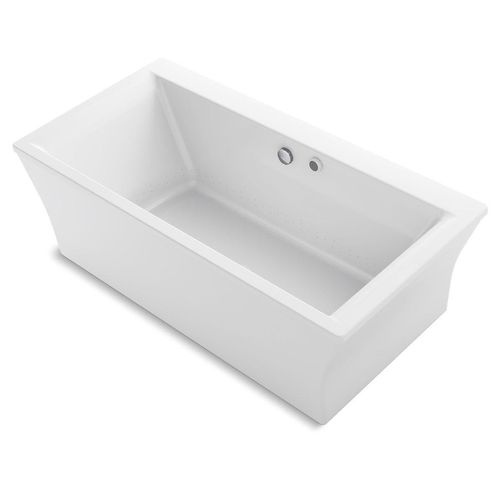 Main product image of Stargaze 72" x 36" Freestanding Heated BubbleMassage Air Bathtub w/ Bask Heated Surface & Fluted Shroud (White)