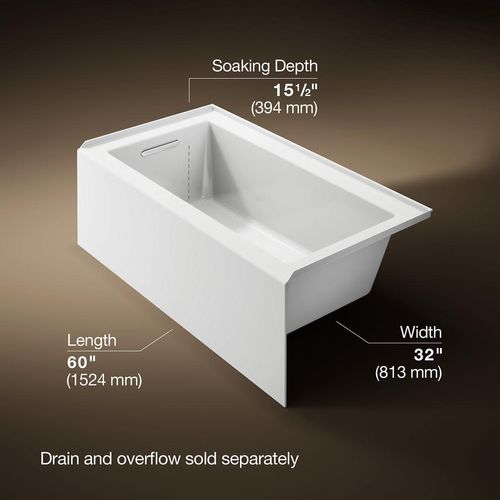 Main product image of Underscore 60" x 32" Alcove Bathtub with Integral Apron, Integral Flange, and Left Drain (White)