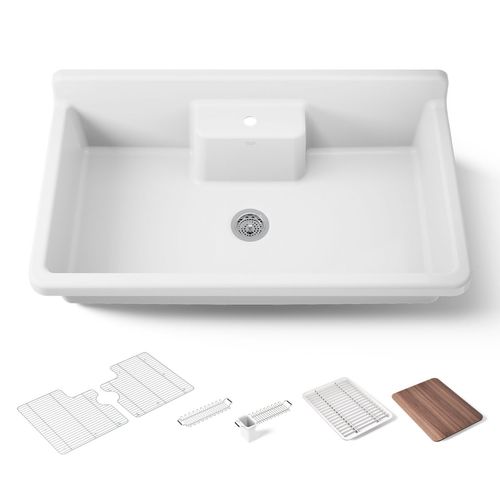 Main product image of 45" Top-/Wall-Mount Single-Bowl Workstation Farmhouse Kitchen Sink (White), K-21103-1HP5-0
