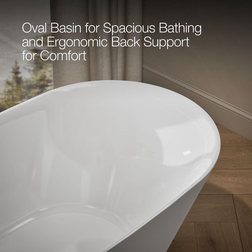 Main product image of Brazn 66" x 35" Oval Freestanding Bathtub with Center Toe-Tap Drain (White)