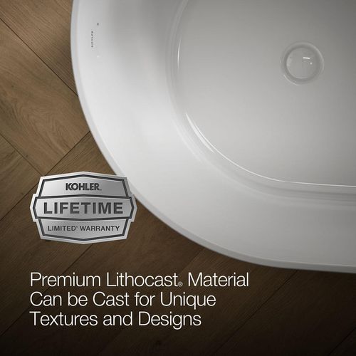 Main product image of Brazn 66" x 35" Oval Freestanding Bathtub with Center Toe-Tap Drain (White)