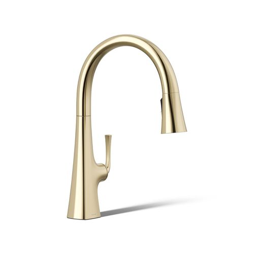 Main product image of Pull-Down Kitchen Sink Faucet w/ Three-Function Sprayhead (Vibrant French Gold), K-22062-AF