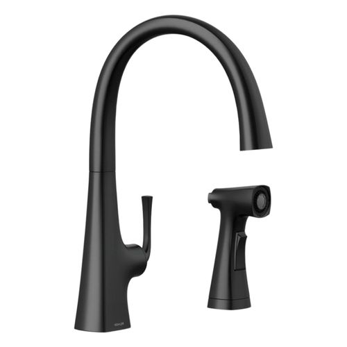 Main product image of Graze Single-Handle Kitchen Sink Faucet w/ Two-Function Side Sprayer (Matte Black), K-22064-BL