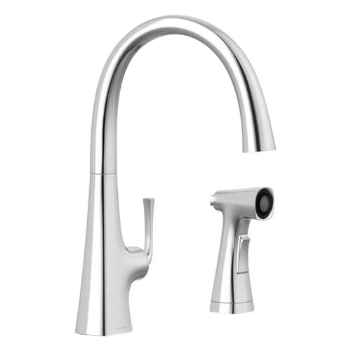 Main product image of Graze Single-Handle Kitchen Sink Faucet w/ Two-Function Side Sprayer (Polished Chrome), K-22064-CP