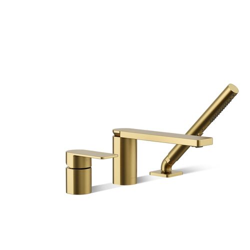 Main product image of Deck-Mount Bath Faucet w/ Handshower (Vibrant Brushed Moderne Brass), K-23488-4-2MB