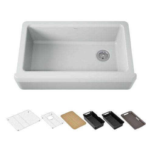 Main product image of Riverby 35-3/4" Undermount Single-Bowl Farmhouse Workstation Kitchen Sink (Ice Grey), K-24564-PC-95