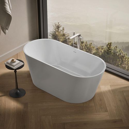 Main product image of Evok 66" x 30" Oval Freestanding Bathtub with Center Toe-Tap Drain (White)