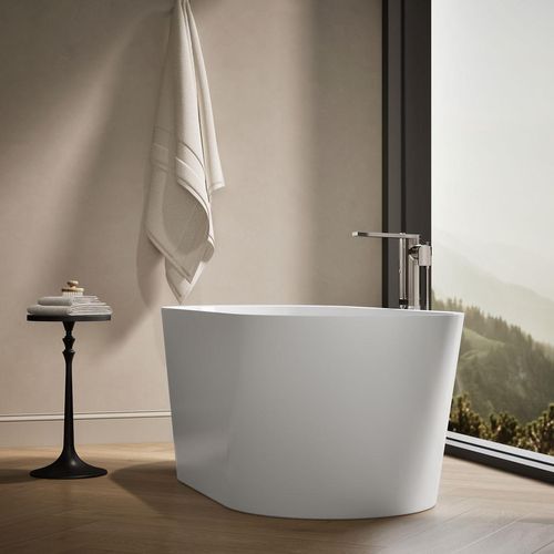 Main product image of Evok 66" x 30" Oval Freestanding Bathtub with Center Toe-Tap Drain (White)