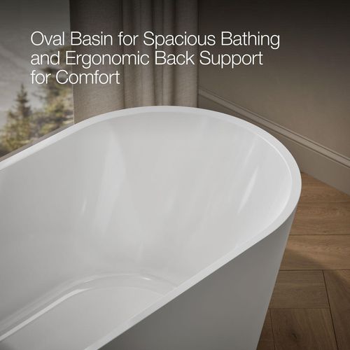 Main product image of Evok 66" x 30" Oval Freestanding Bathtub with Center Toe-Tap Drain (White)