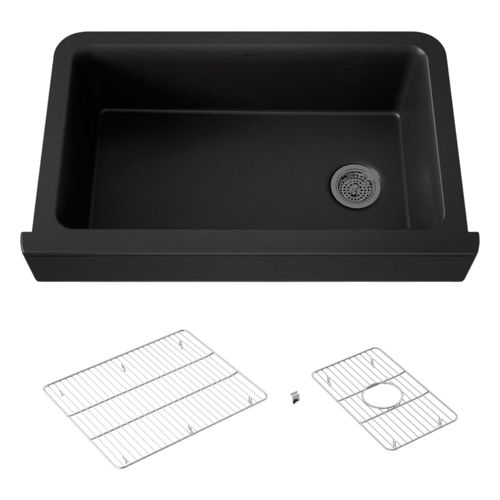 Main product image of Cairn Undermount Single-Bowl Farmhouse Kitchen Sink (Matte Black), K-25784-CM1