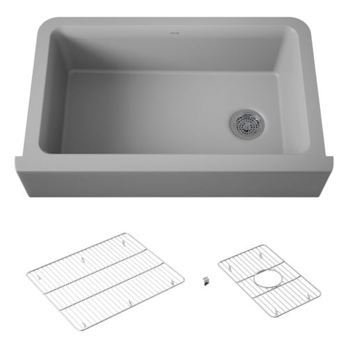 Main product image of Cairn 34" Undermount Single-Bowl Farmhouse Kitchen Sink (Matte Grey), K-25786-CM4