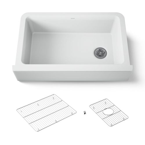 Main product image of 34" Undermount Single-Bowl Farmhouse Kitchen Sink (Matte White), K-25786-CM6