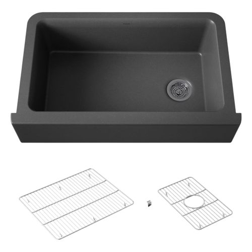 Main product image of Cairn 34" Undermount Single-Bowl Farmhouse Kitchen Sink (Matte Graphite), K-25786-CM7