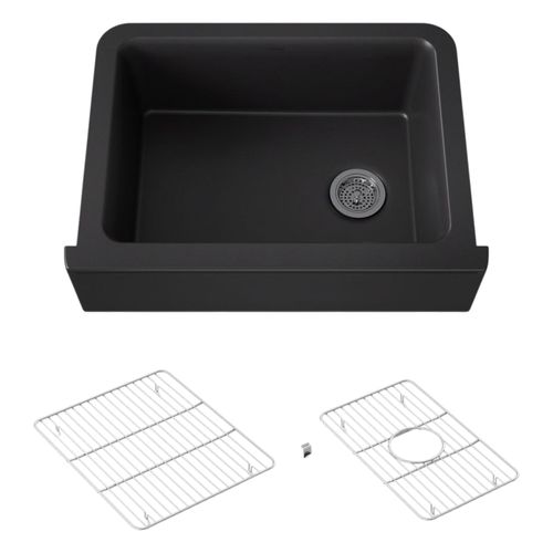 Main product image of Cairn 29-11/16" Undermount Single-Bowl Farmhouse Kitchen Sink (Matte Black), K-25787-CM1