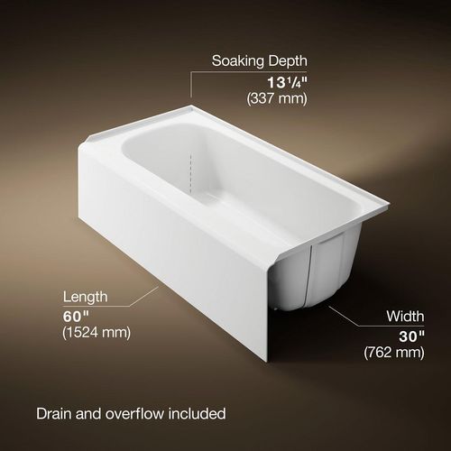 Main product image of Avec 60" x 30" Alcove Bathtub with Right Drain (White)