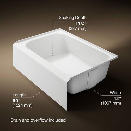 Main product image of Avec 60" x 42" Alcove Bathtub with Right Drain (White)