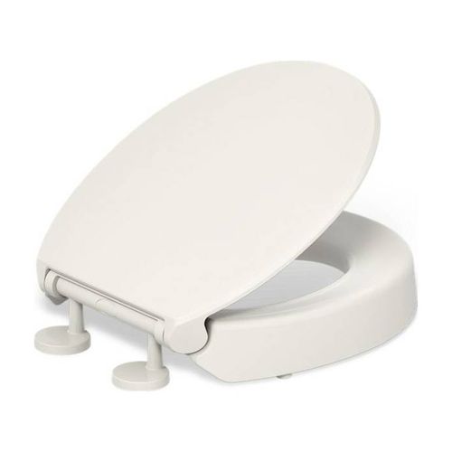 Main product image of Elevated Quiet-Close Round-Front Toilet Seat (Biscuit), K-25876-96